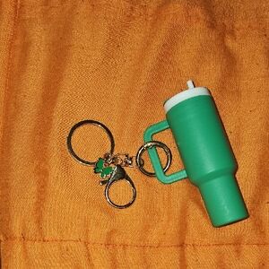 Stanely Dupe Keychain/chapstick Holder!! Nwots. Green And White!